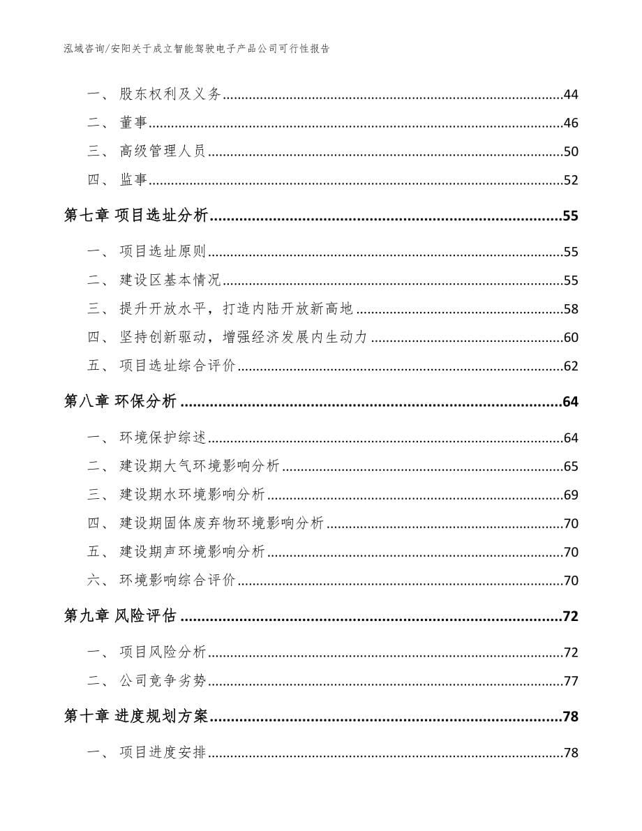 安阳关于成立智能驾驶电子产品公司可行性报告（模板）_第5页