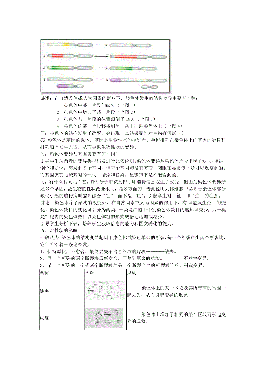 高中生物 3.3《染色体变异及其应用》教案 苏教版必修2.doc_第4页