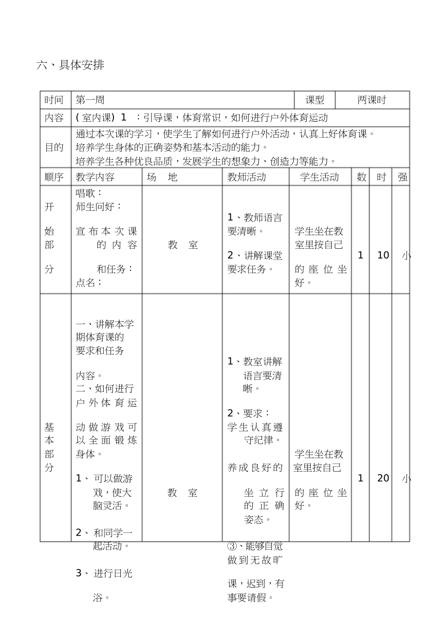 人教版小学四年级体育下册全册教案(共69页)_第5页