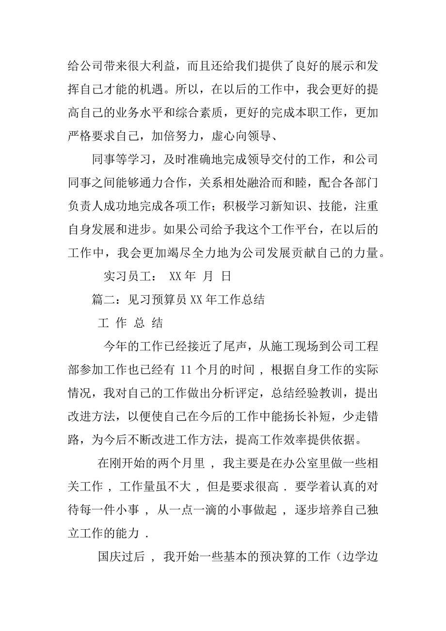 预算员试用期工作总结_第2页