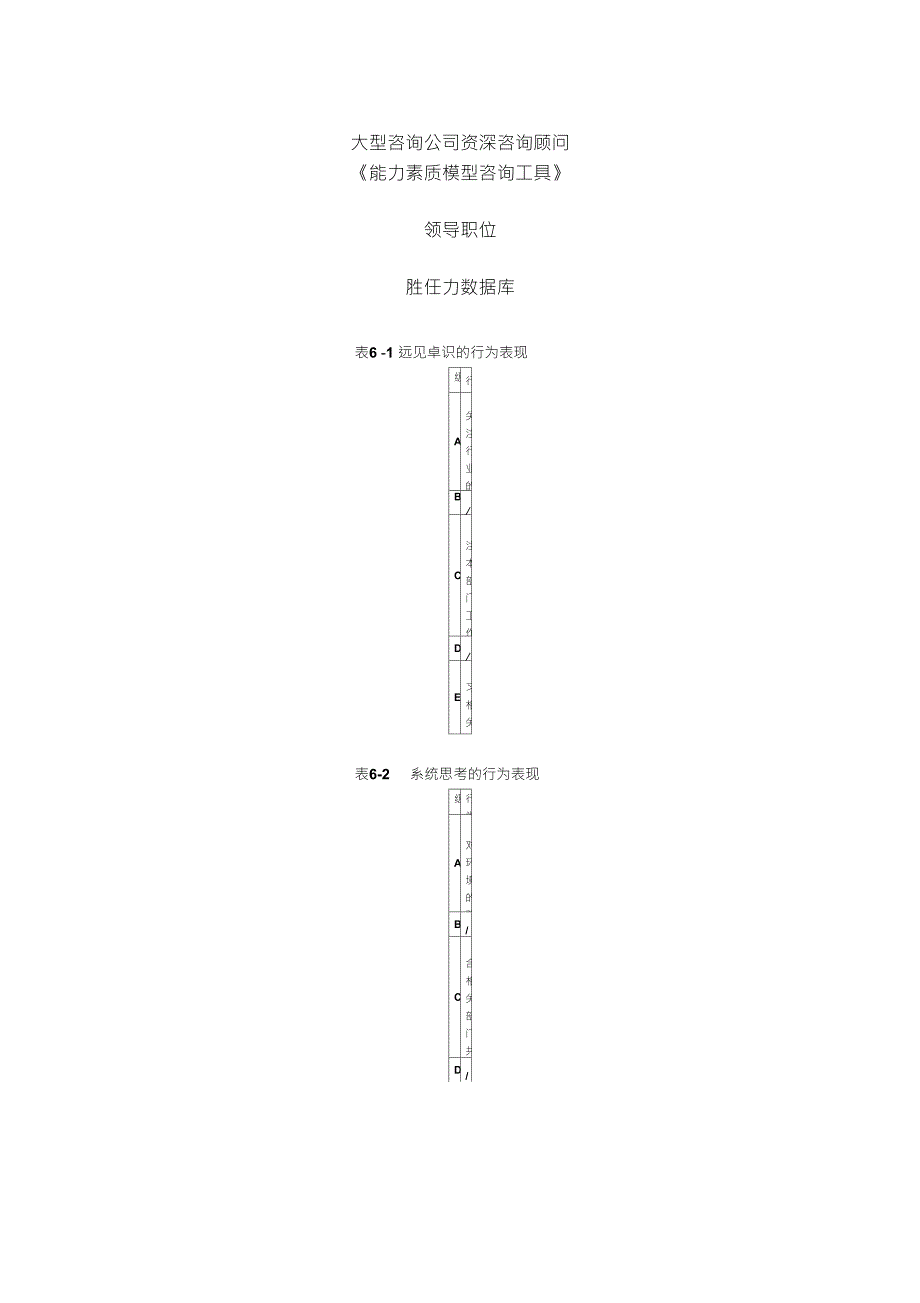 大型咨询公司资深咨询顾问能力素质模型咨询工具胜任力数据库_第1页