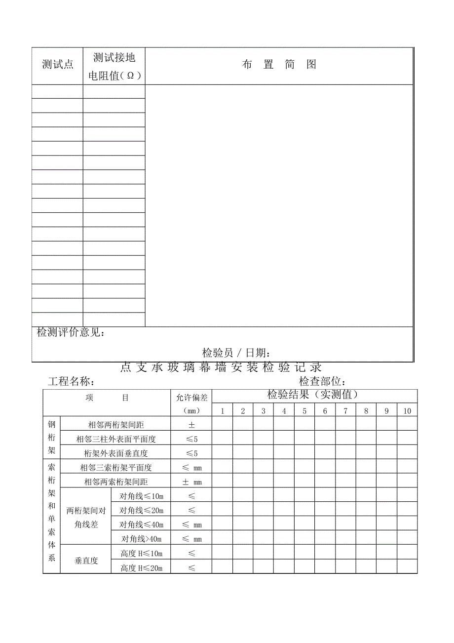 幕墙安装检验记录表_第5页