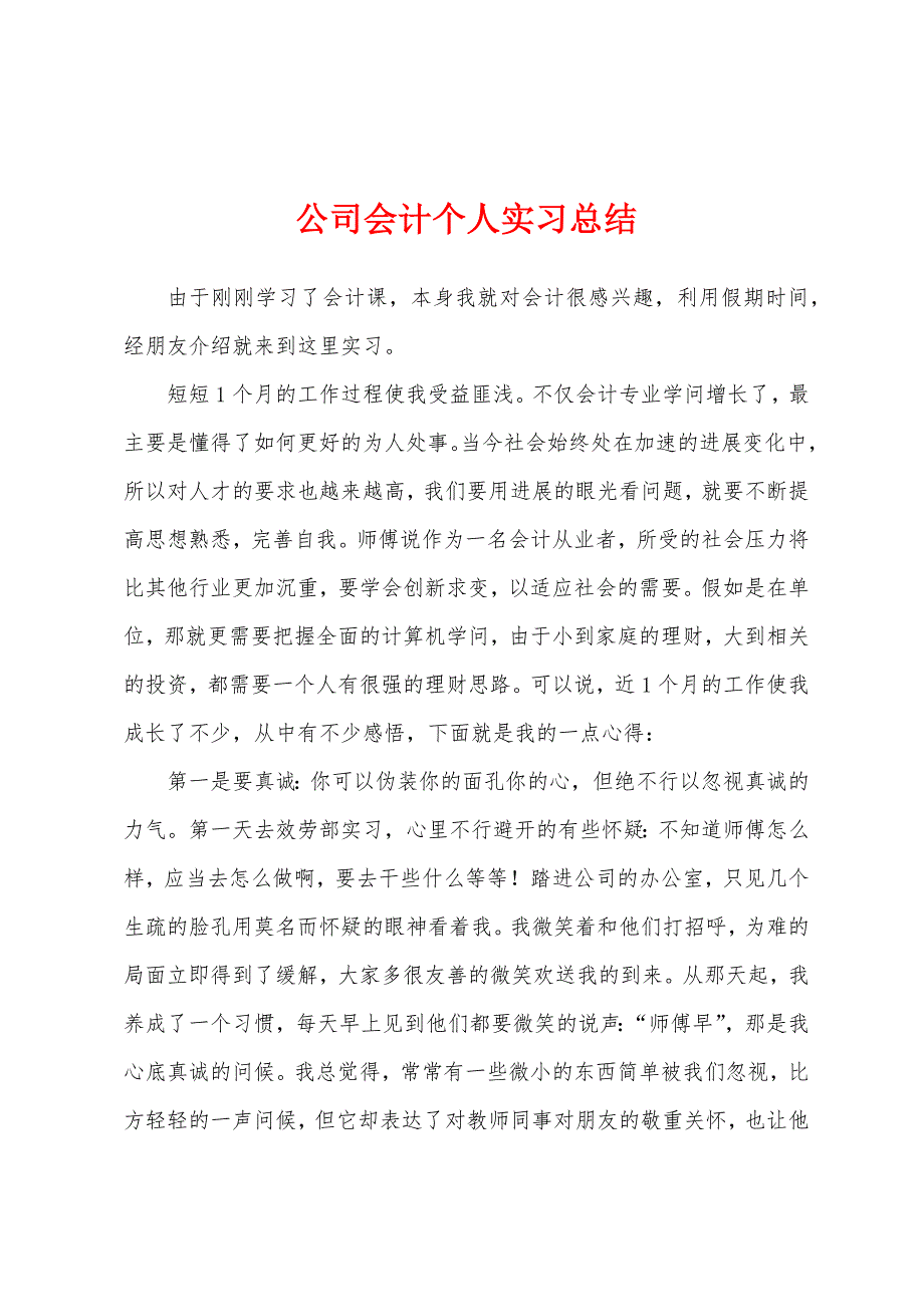 公司会计个人实习总结.docx_第1页