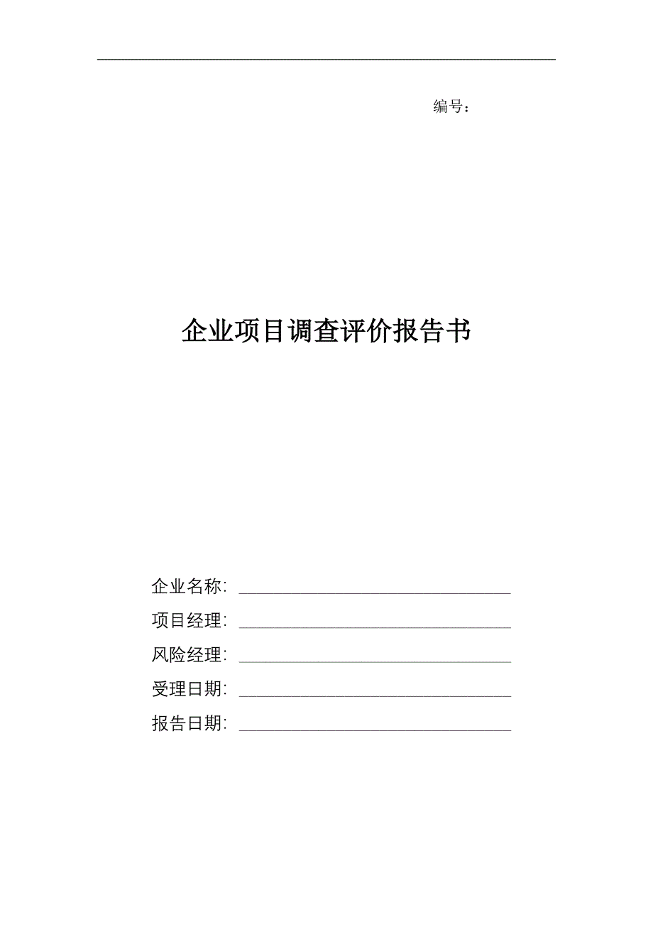 企业项目调查评价报告书_第1页