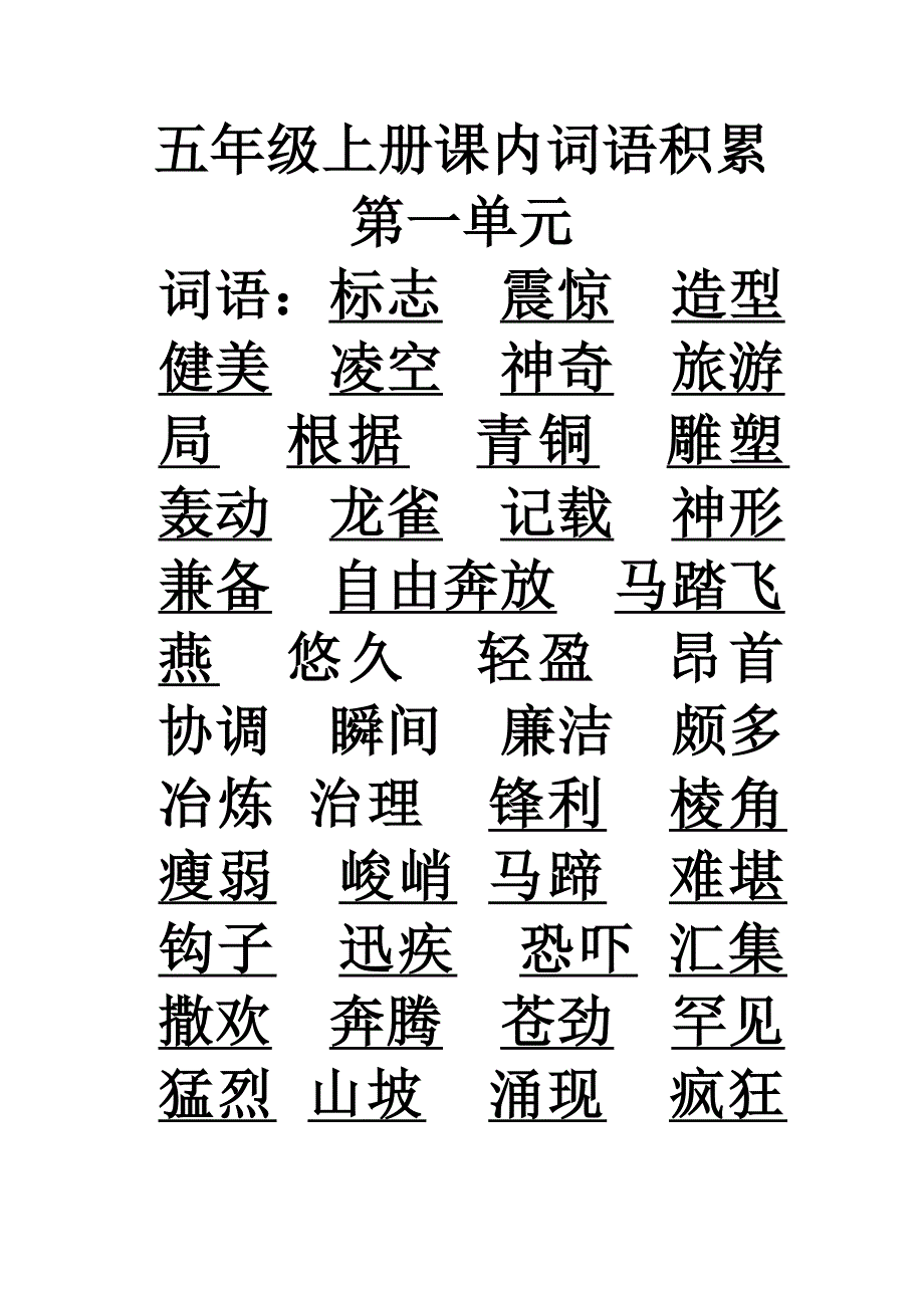 五年级1-6课内词语积累_第1页