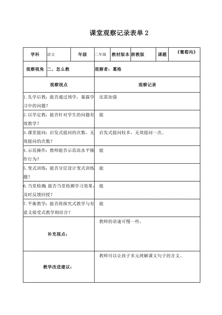 【葛格】课堂观察记录表单_第2页