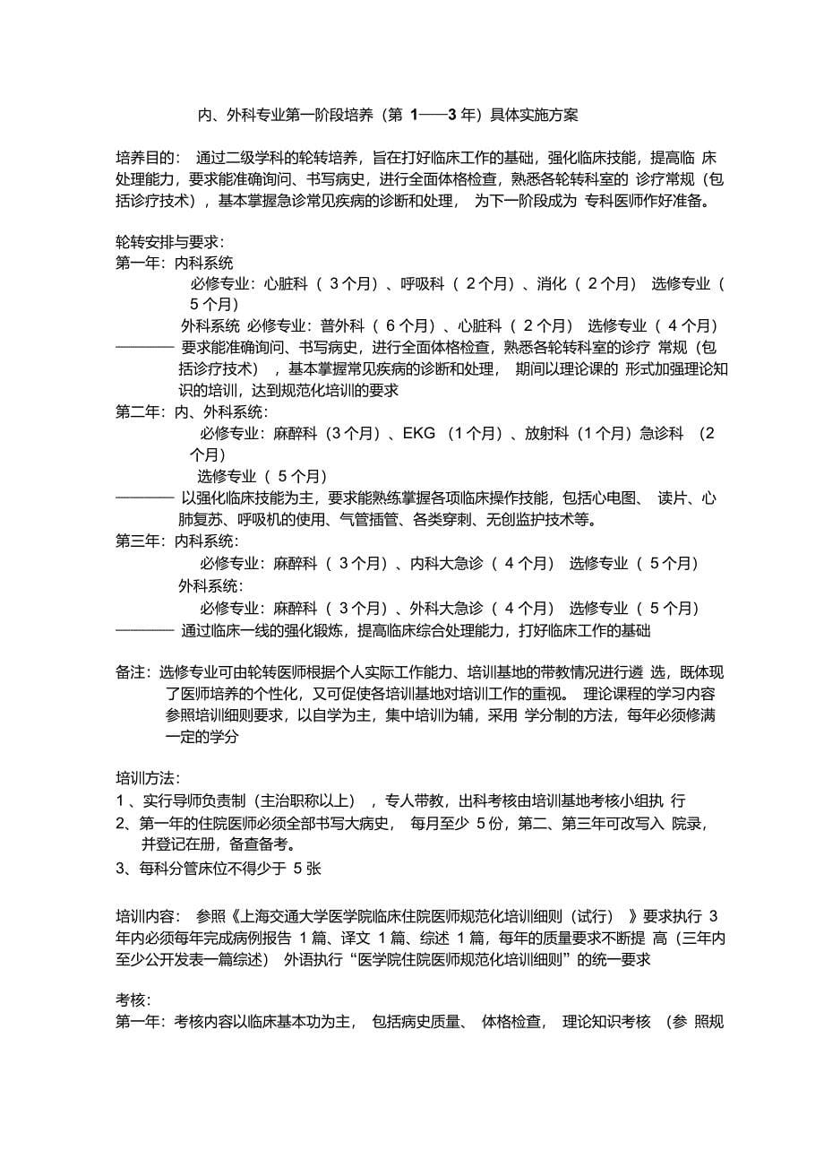 瑞金医院住院医师规范化培训实施方案(试行)_第5页