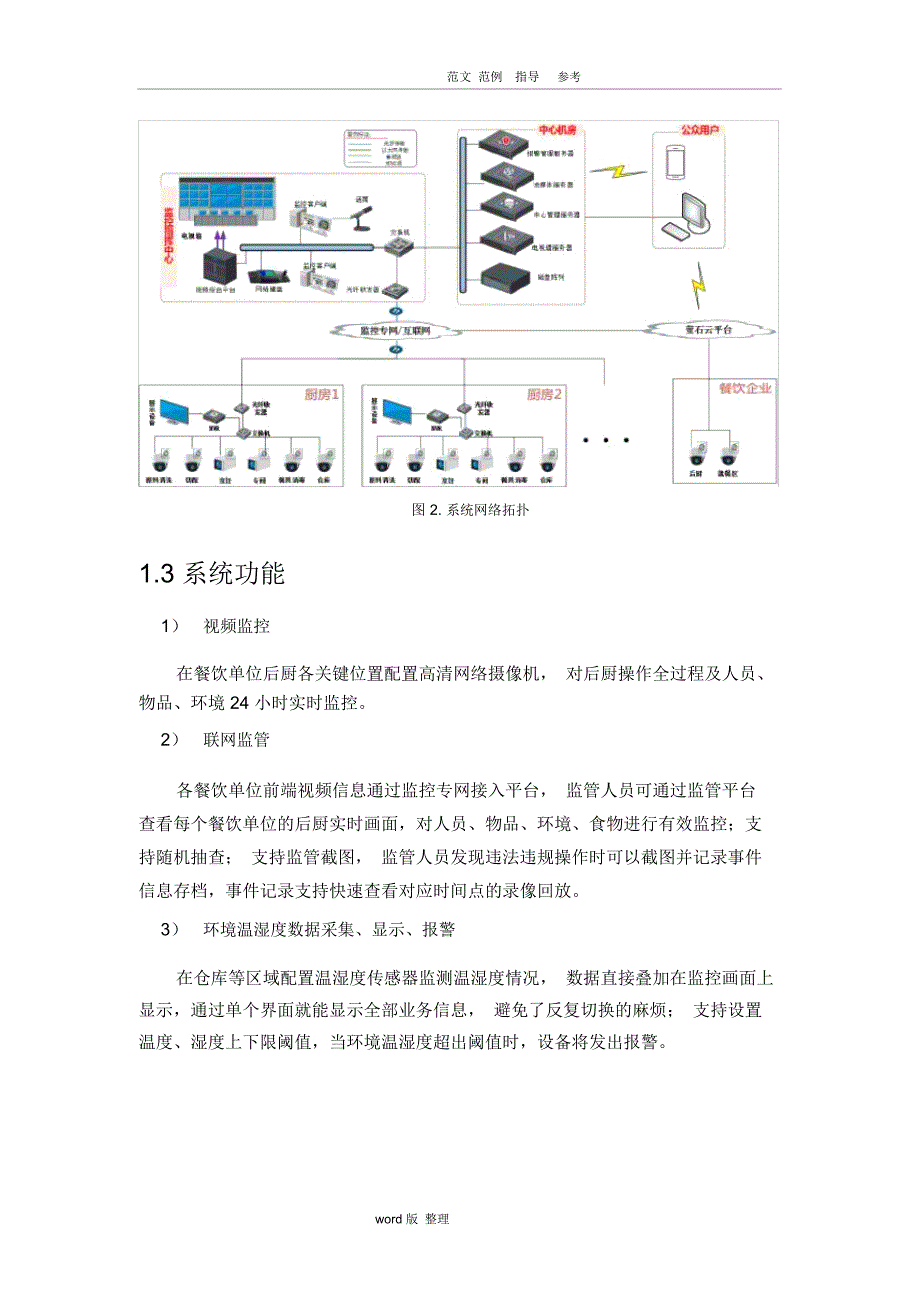 “明厨亮灶”视频联网监管系统解决处理方案(架构和功能)_第3页