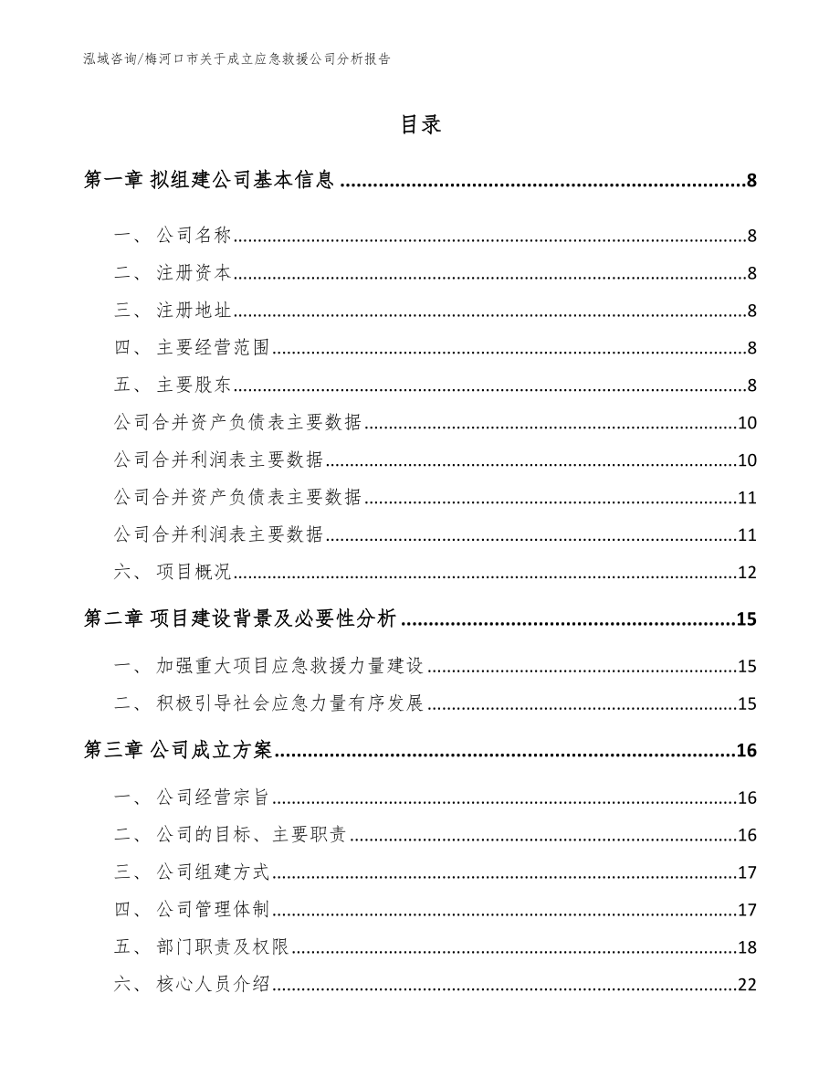 梅河口市关于成立应急救援公司分析报告（范文模板）_第2页