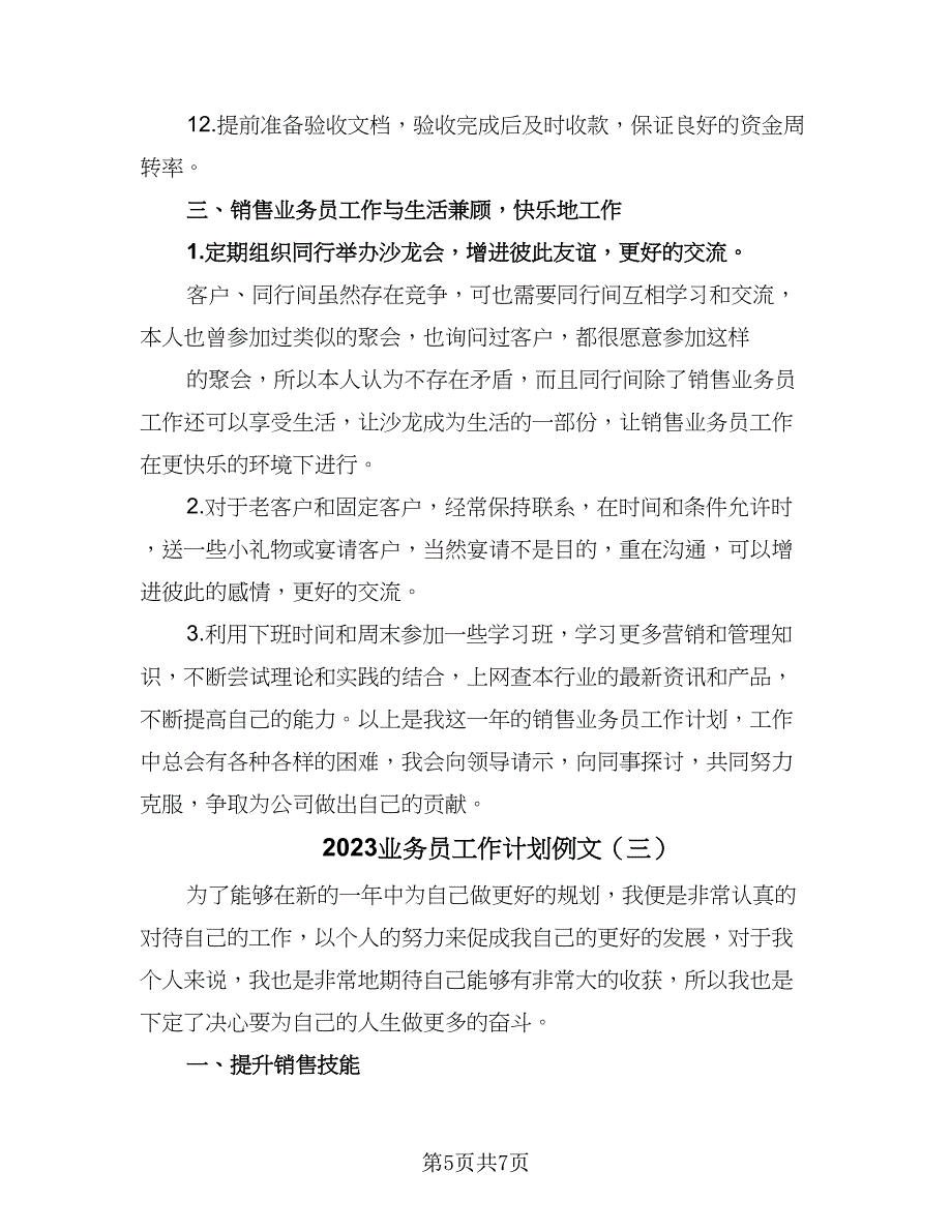 2023业务员工作计划例文（三篇）.doc_第5页