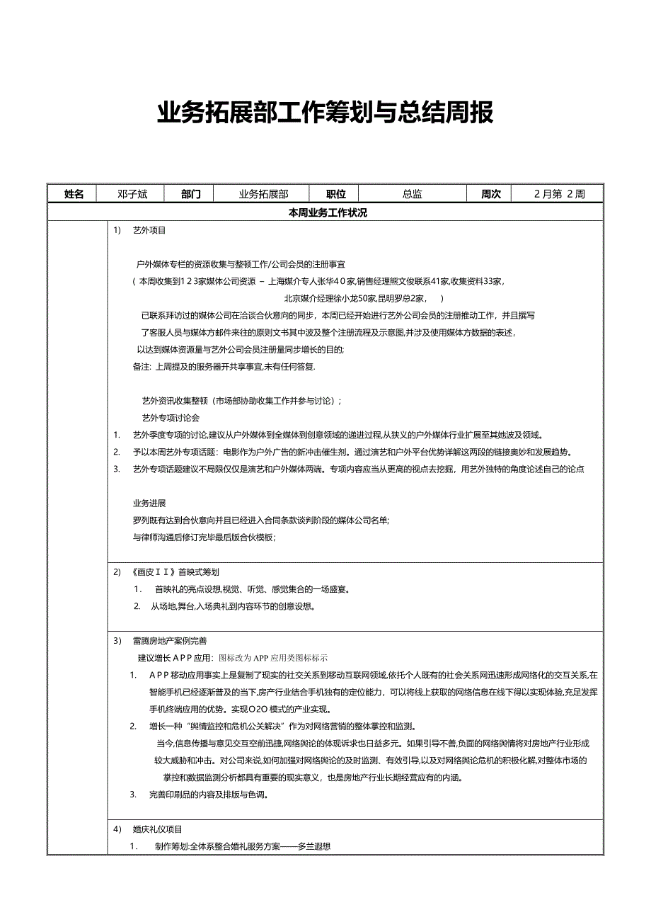 业务拓展部-第二周报(2月)_第1页