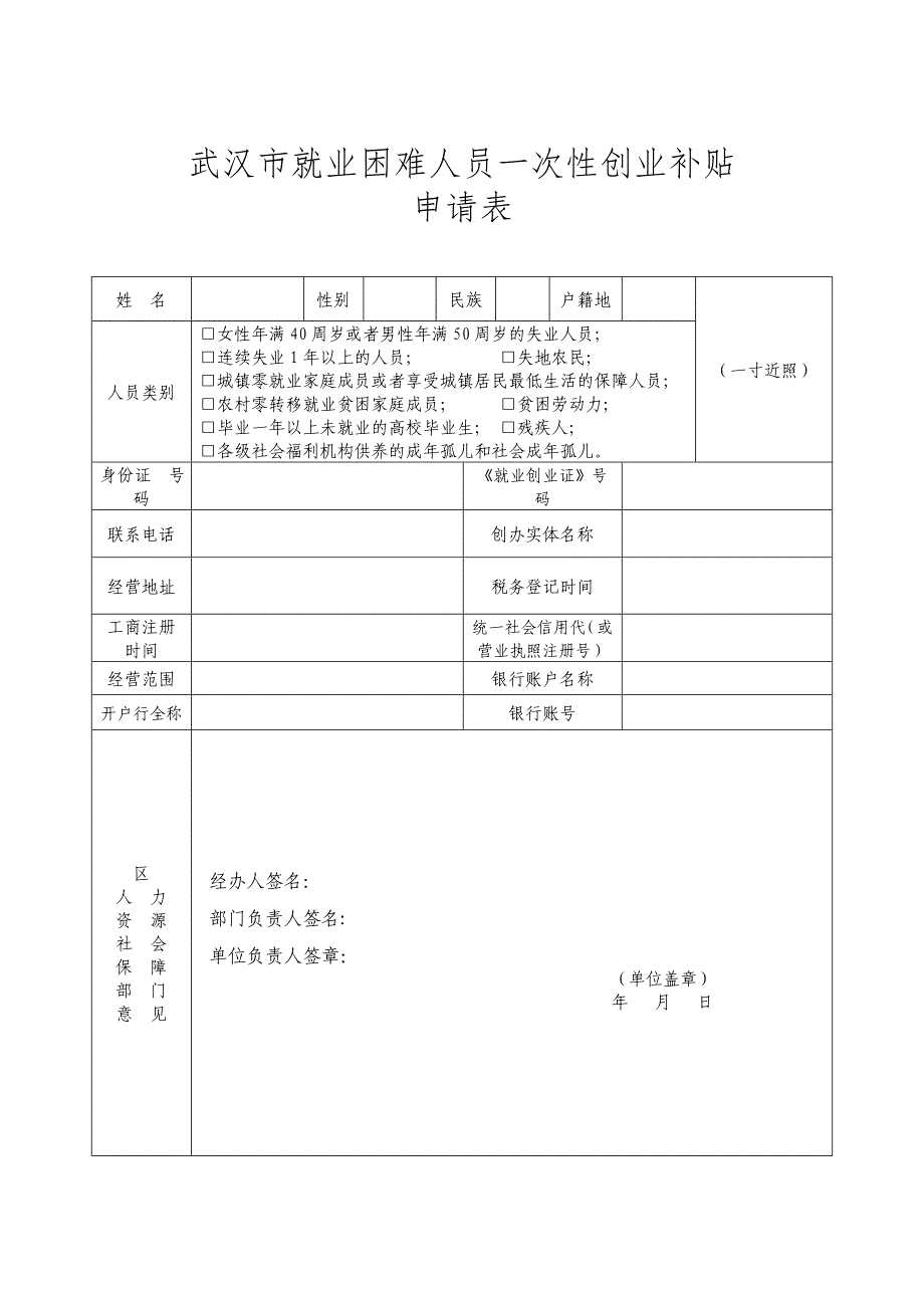 武汉大学生一次性创业补贴申请表.doc_第2页