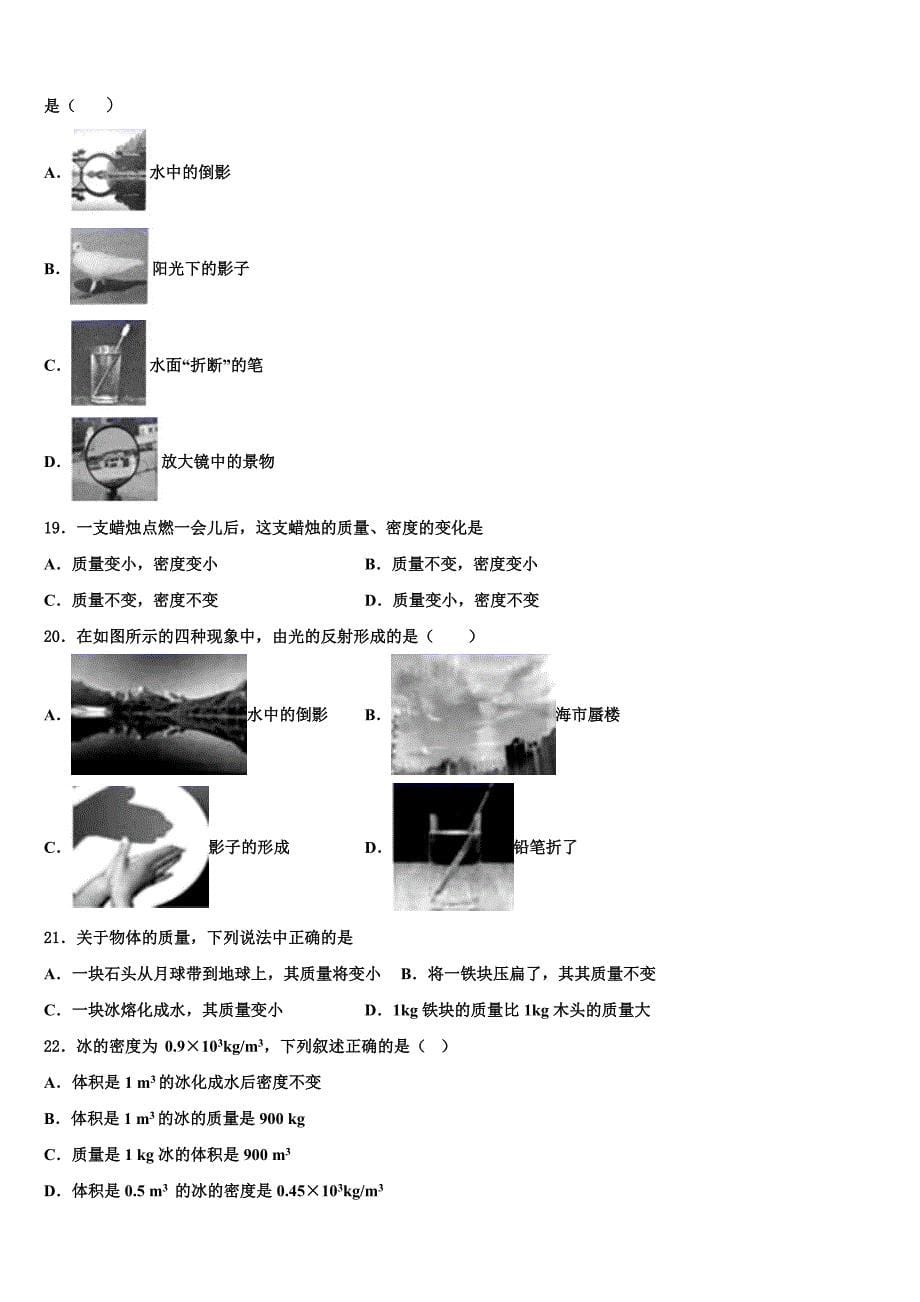 2023学年河北省邯郸市大名县八年级物理第一学期期末质量检测模拟试题含解析.doc_第5页