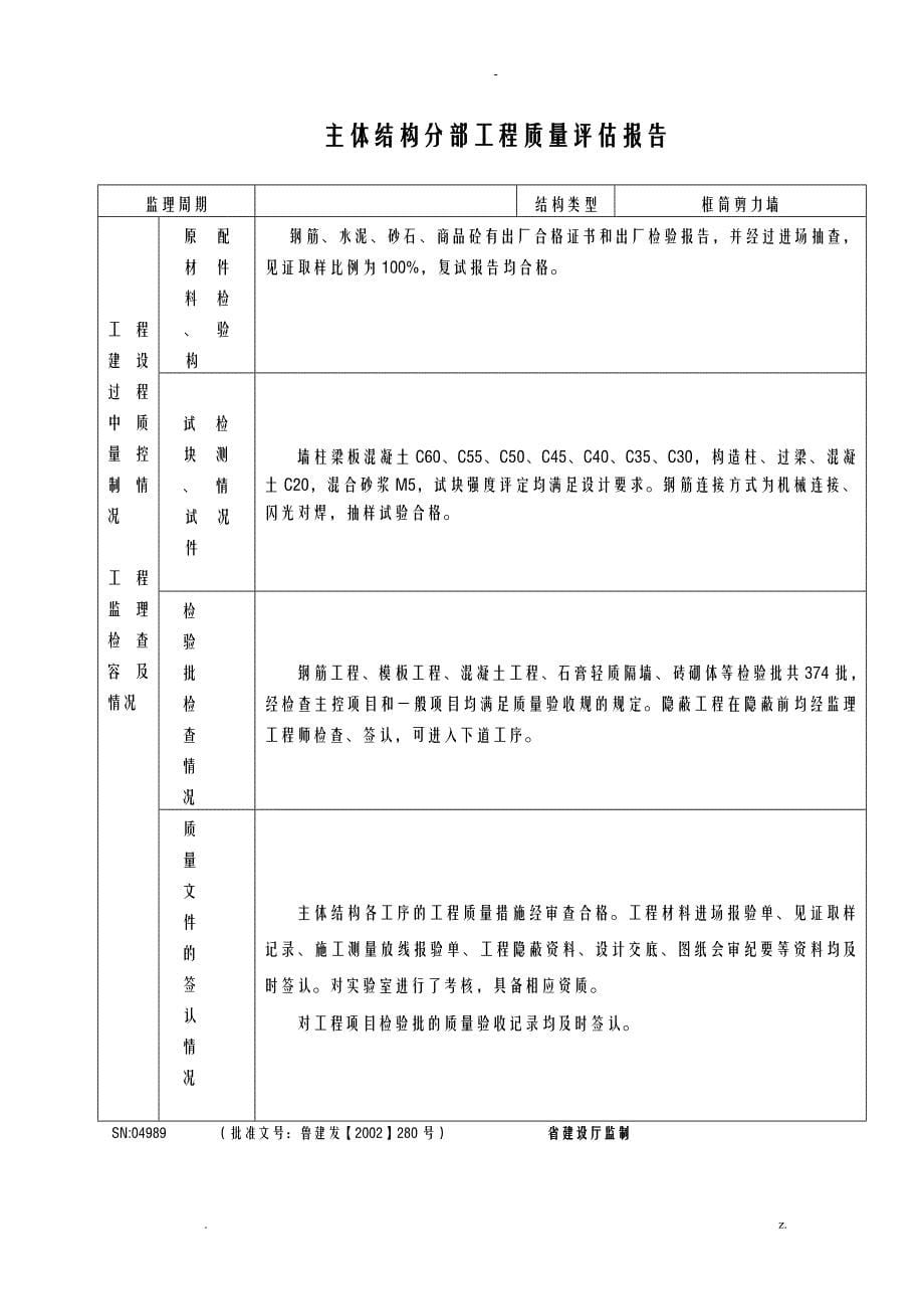 监理单位工程质量评估实施报告范本_第5页