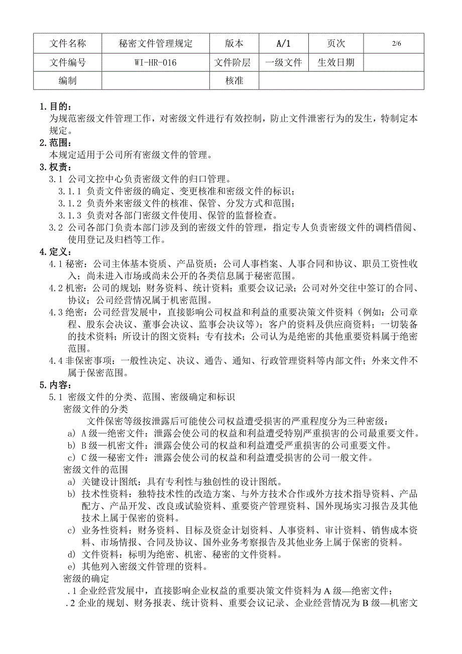 公司密级文件管理规定同名_第2页