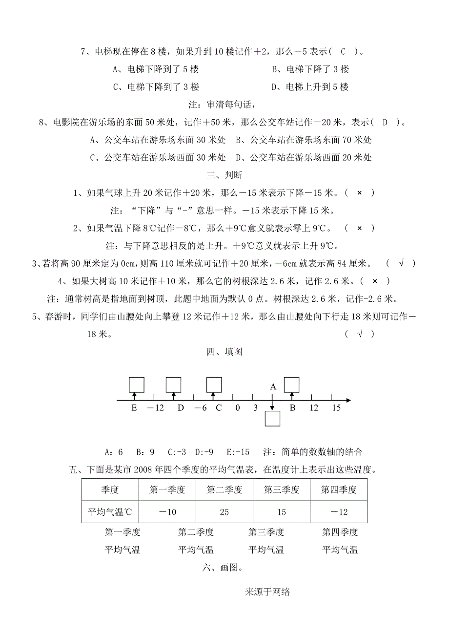 负数的初步认识练习测试题参考答案讲解_第3页