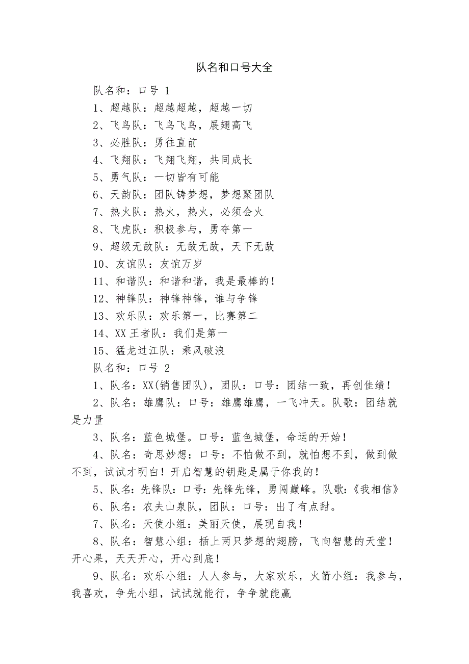 队名和口号大全-1.docx_第1页