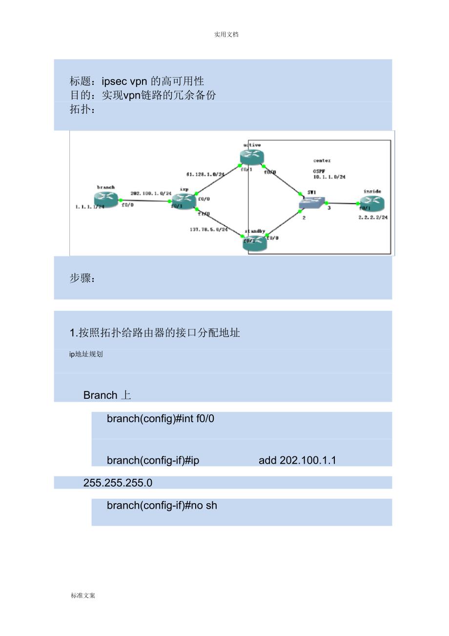 ipsecvpn高可用性链路冗余备份实例_第1页