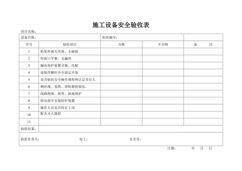 施工设备安全验收表_第1页