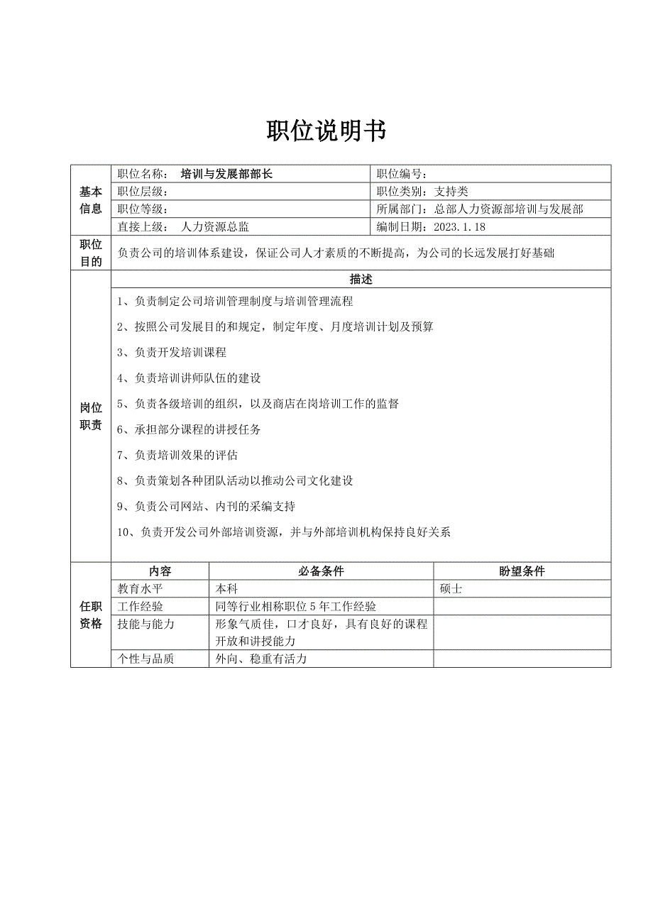 总部人力资源总监职位说明书.doc_第2页