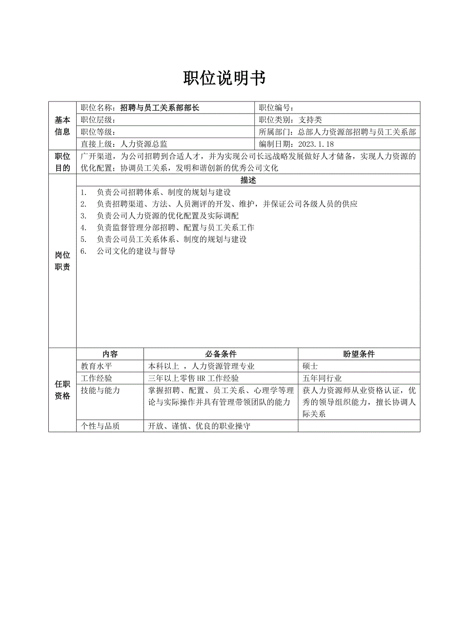 总部人力资源总监职位说明书.doc_第4页