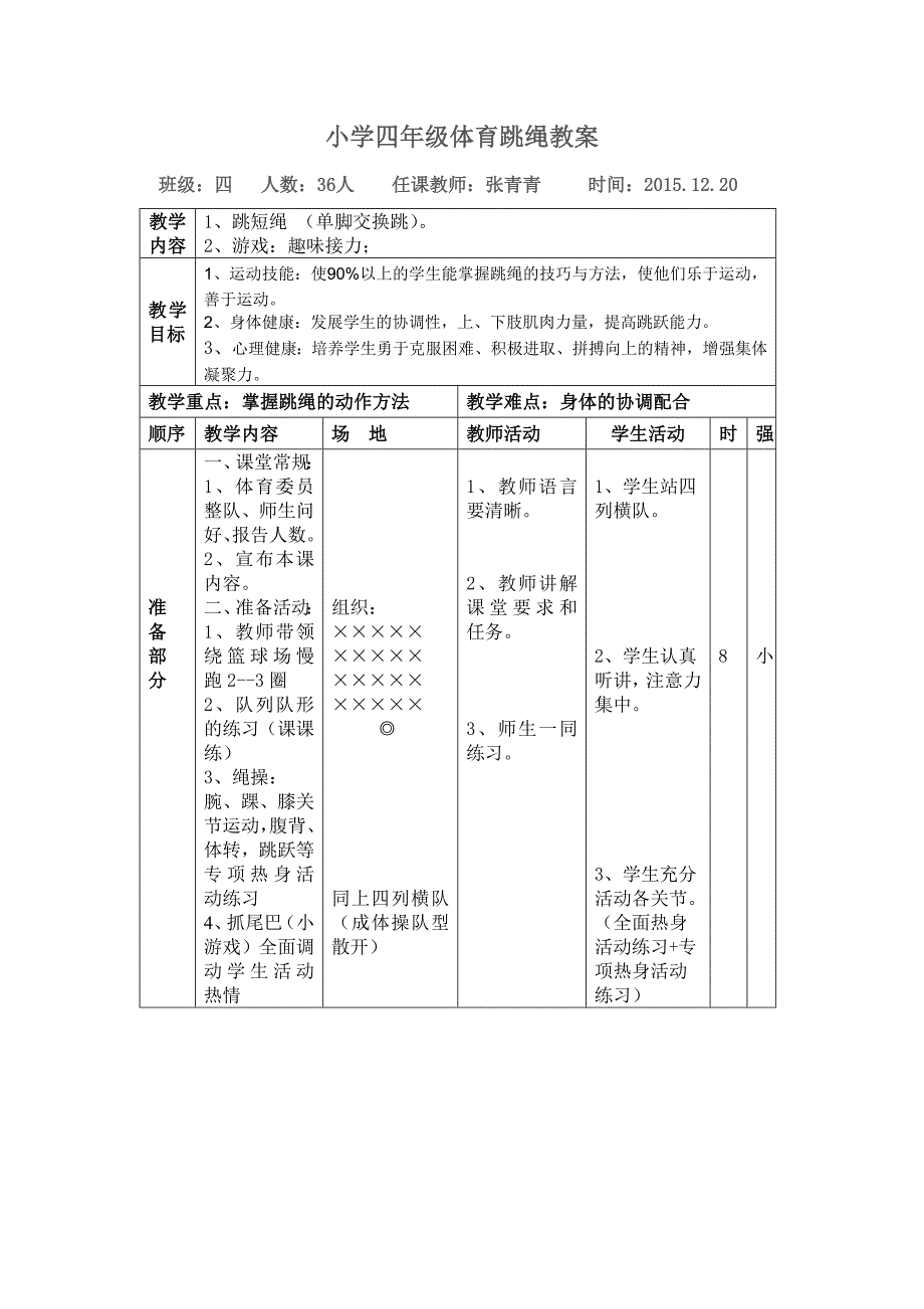 小学四年级体育跳绳教案1.doc_第1页