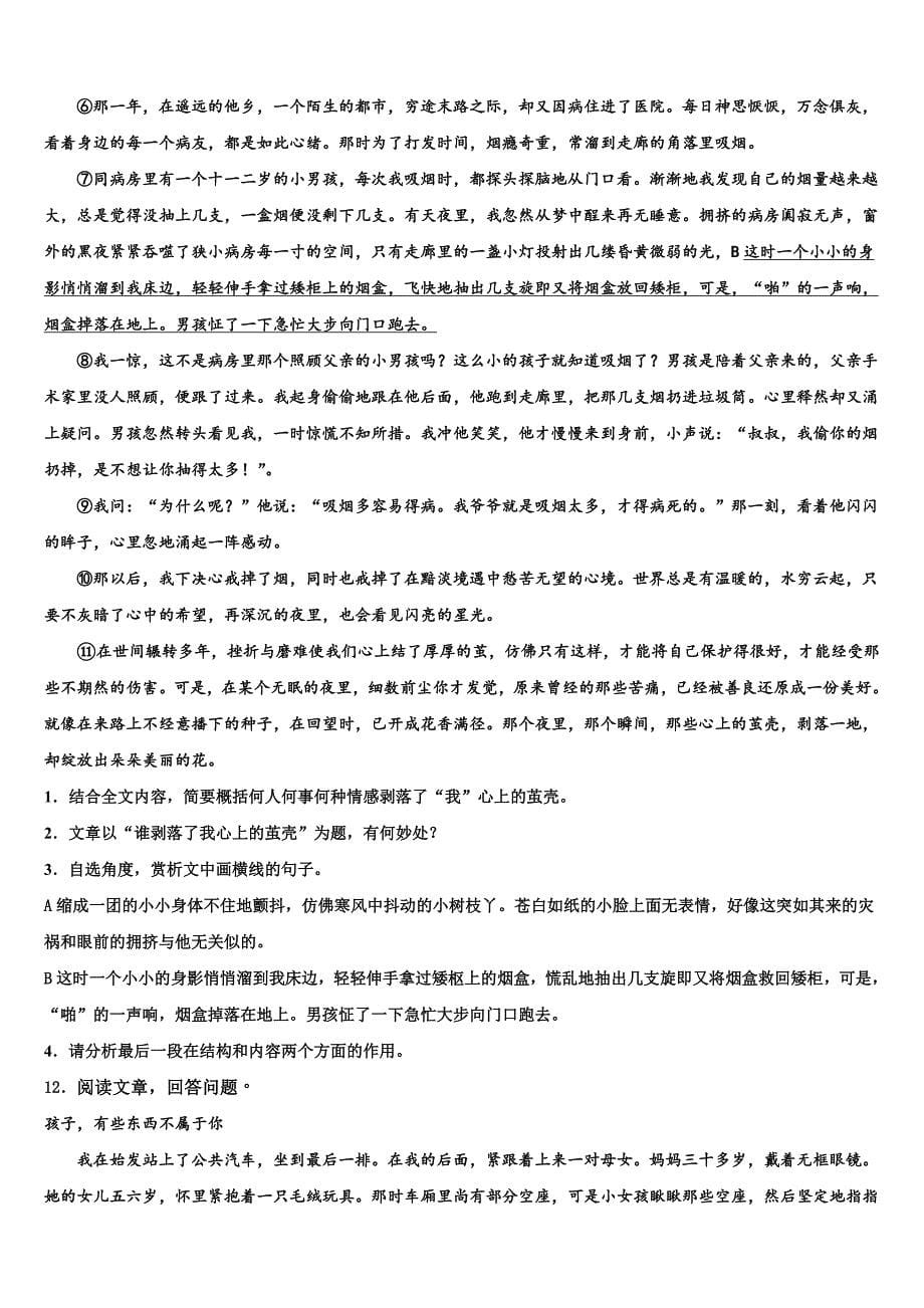 2022学年陕西省西安工业大附属中学中考四模语文试题(含答案解析).doc_第5页