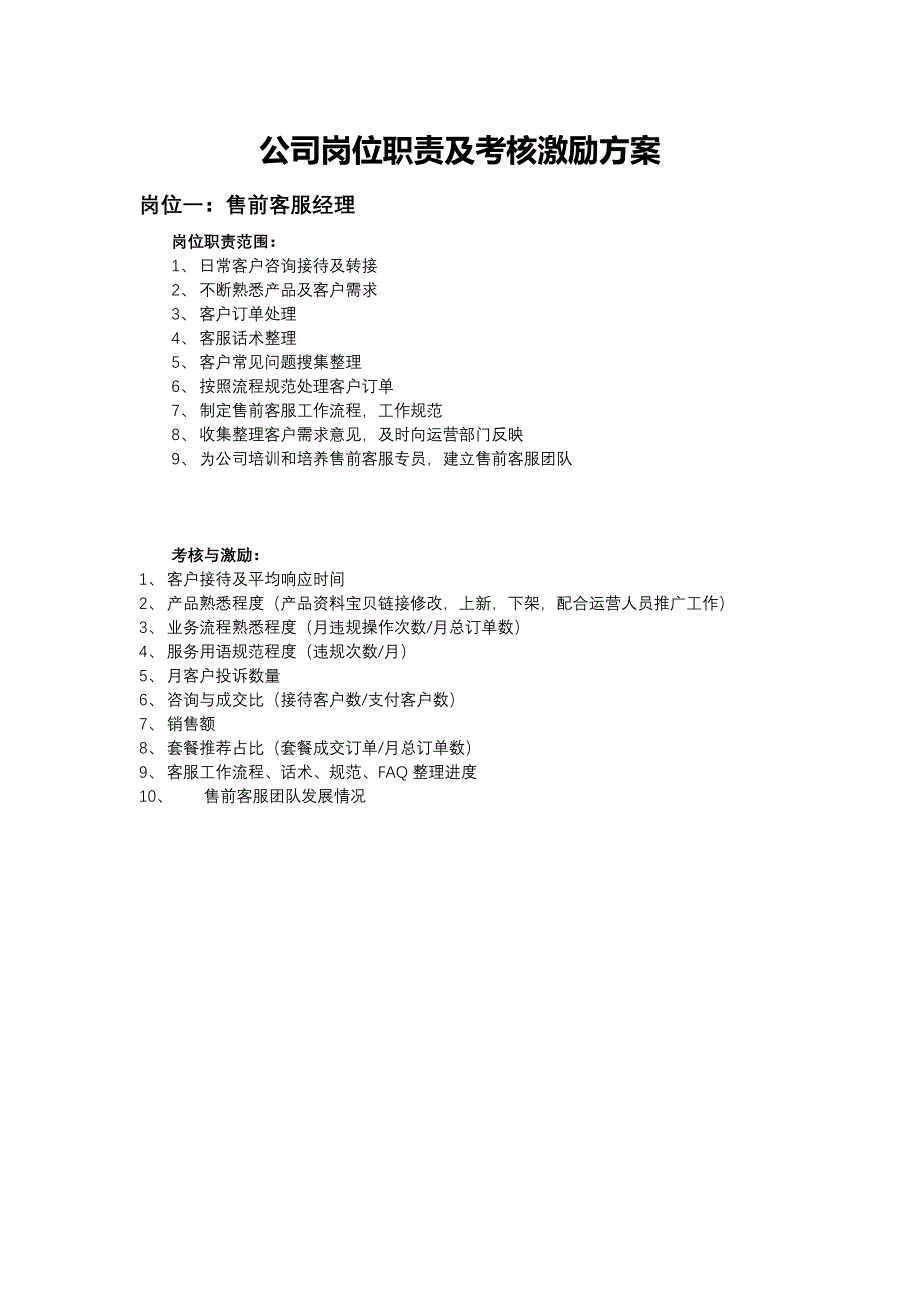 专题讲座资料2022年公司岗位职责及绩效考核激励方案_第1页