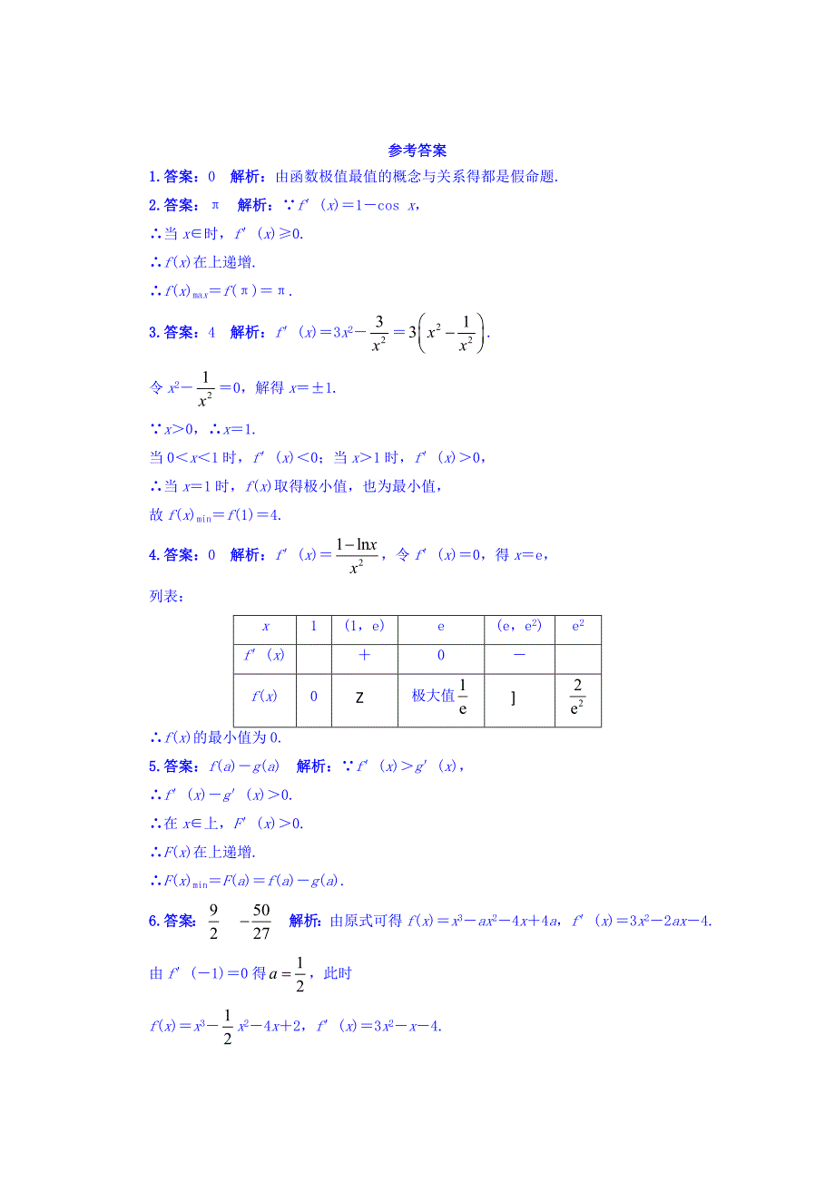 最新苏教版高中数学选修11同步课堂精练：3.3.3　最大值与最小值 Word版含答案_第2页