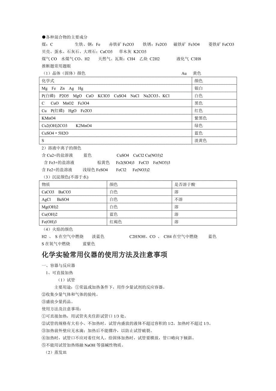 九年级化学常见简答题47、物质颜色、俗称、仪器使用.doc_第5页