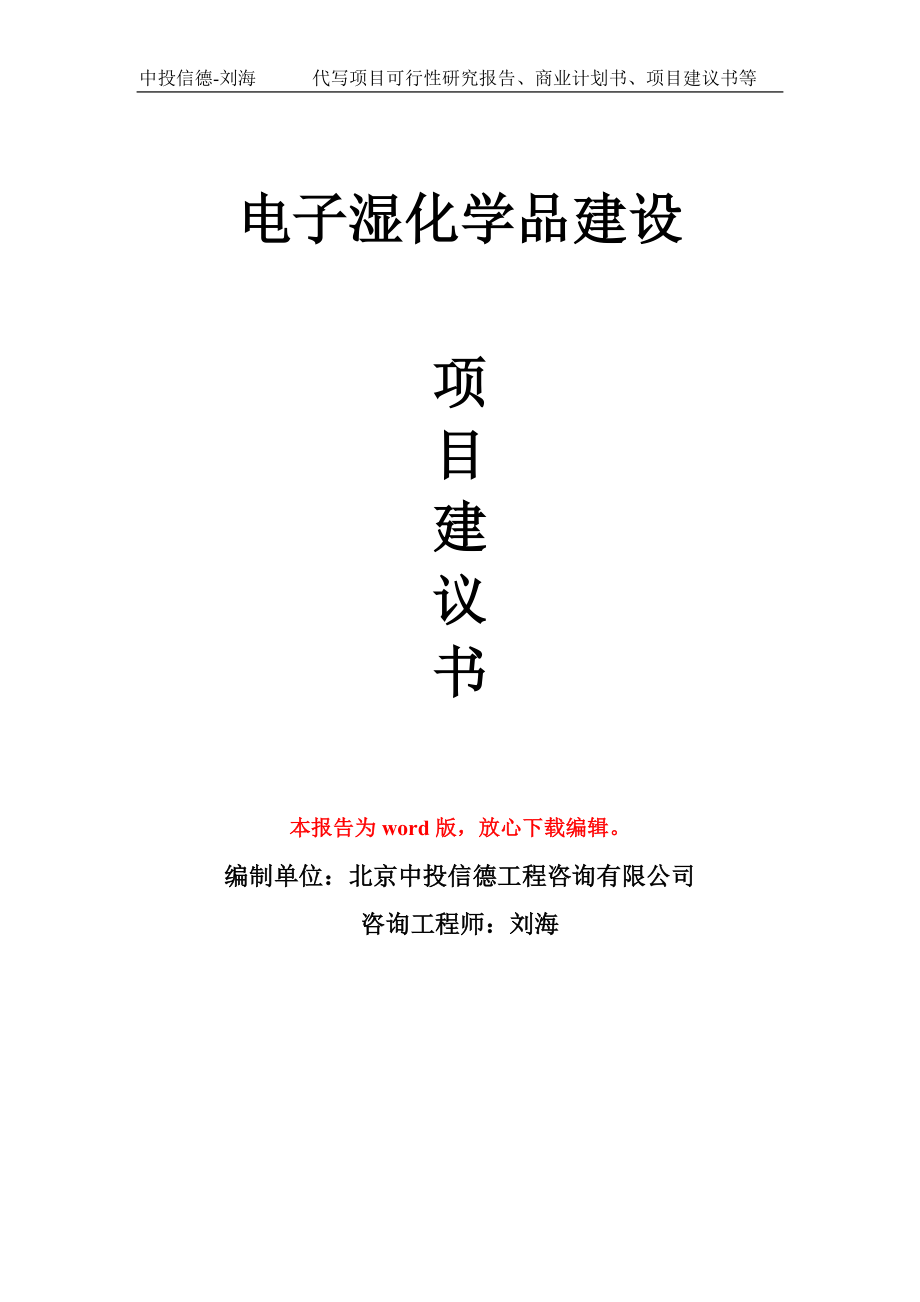 电子湿化学品建设项目建议书写作模板_第1页