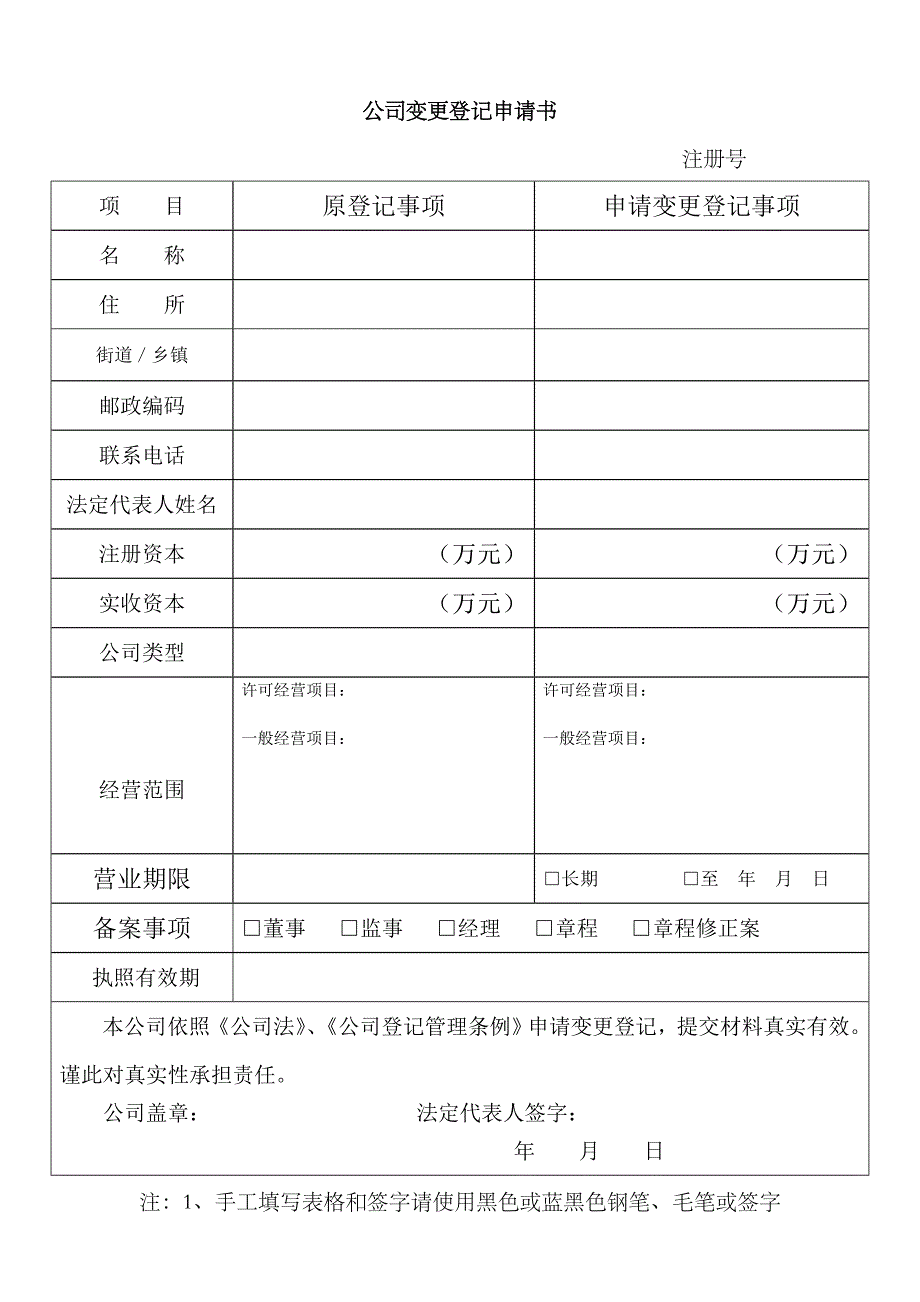 2023年公司登记资料变更全套申请资料_第1页