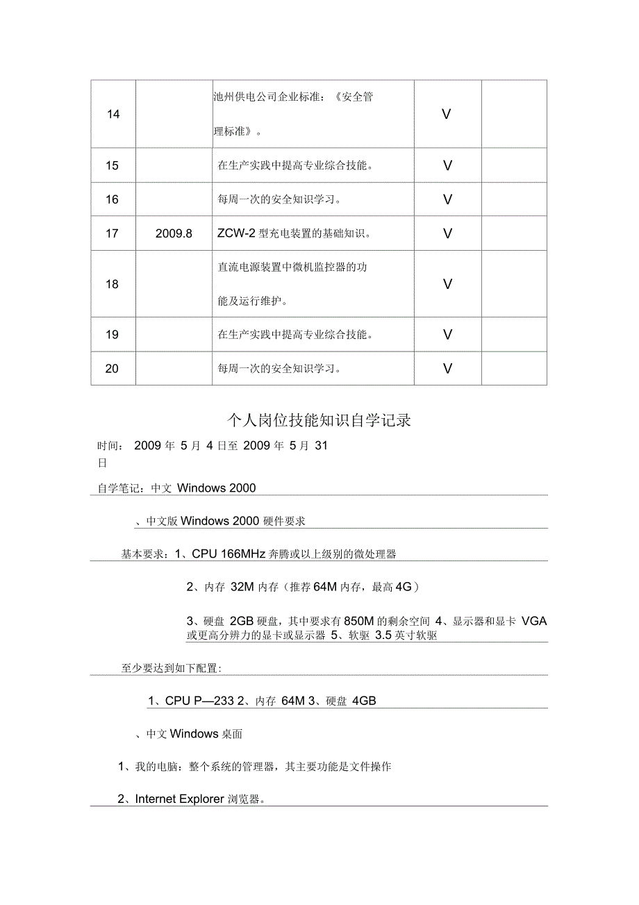 个人岗位技能培训计划笔记等_第2页