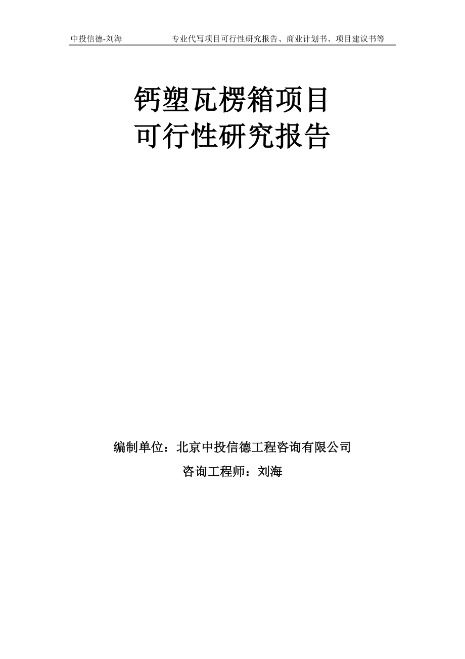 钙塑瓦楞箱项目可行性研究报告模板-备案审批_第1页