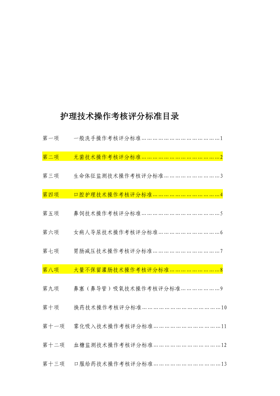 工作50项护理基础操作评分标准_第1页