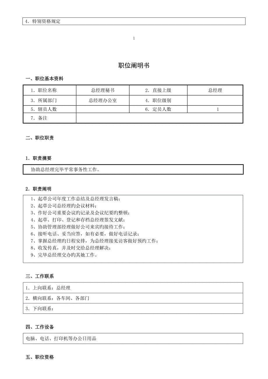 企业有限公司岗位职责说明书_第5页