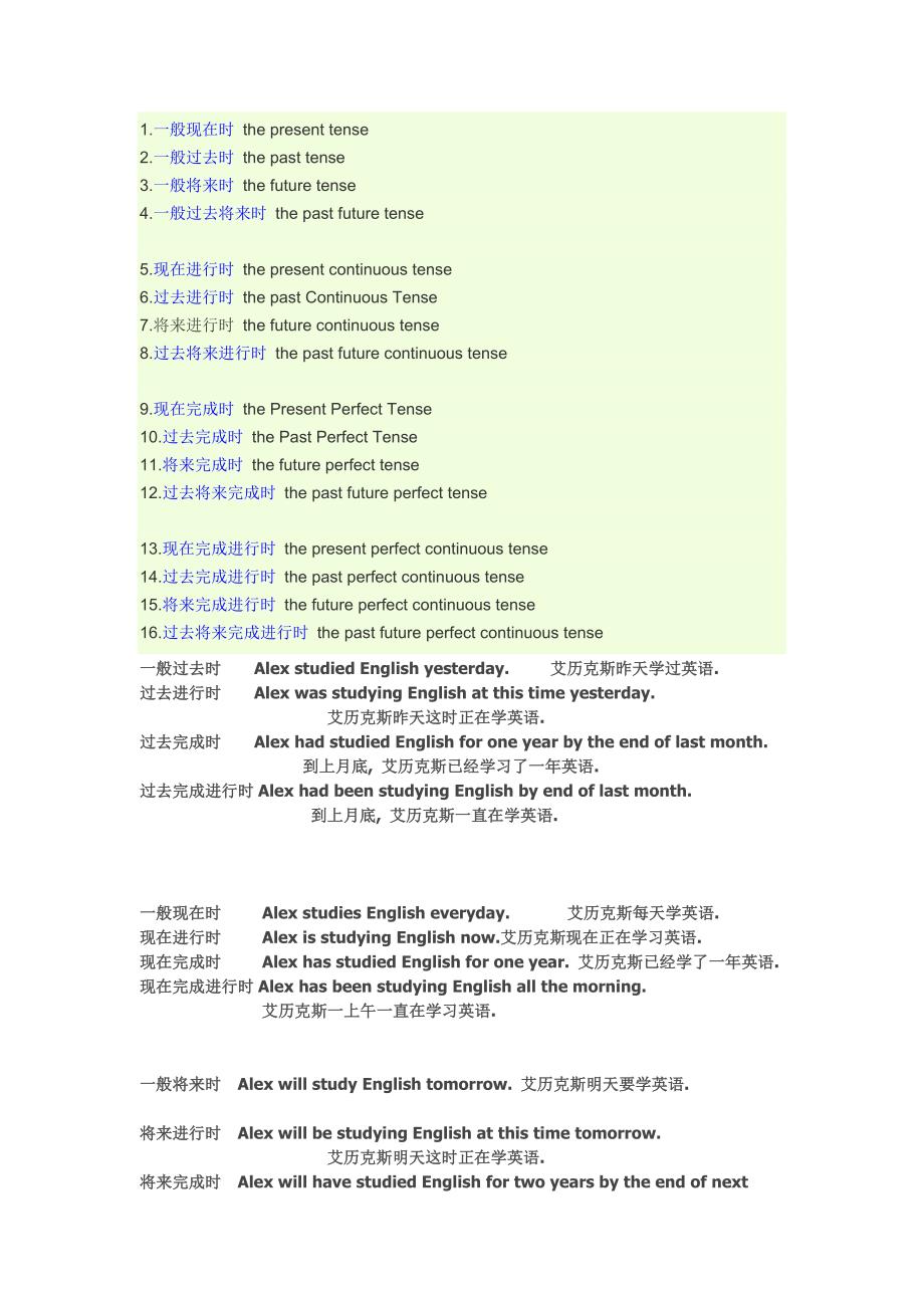 16 tenses 一句话例句.doc_第1页