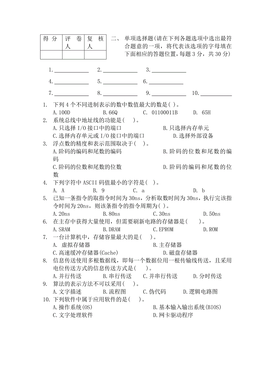 2014年安徽计算机职对口高考真题_第2页