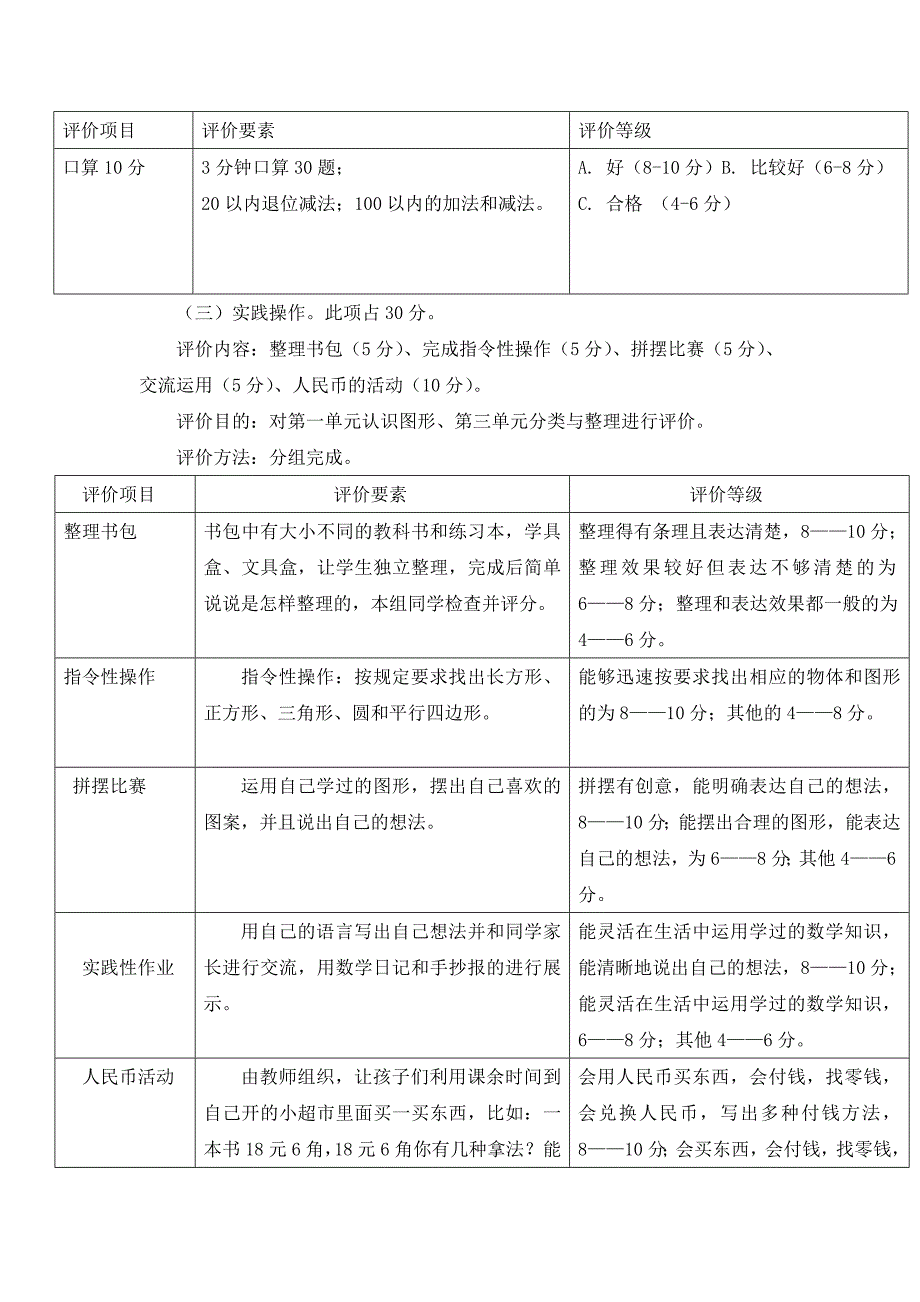 一年级数学期末评价方案_第3页