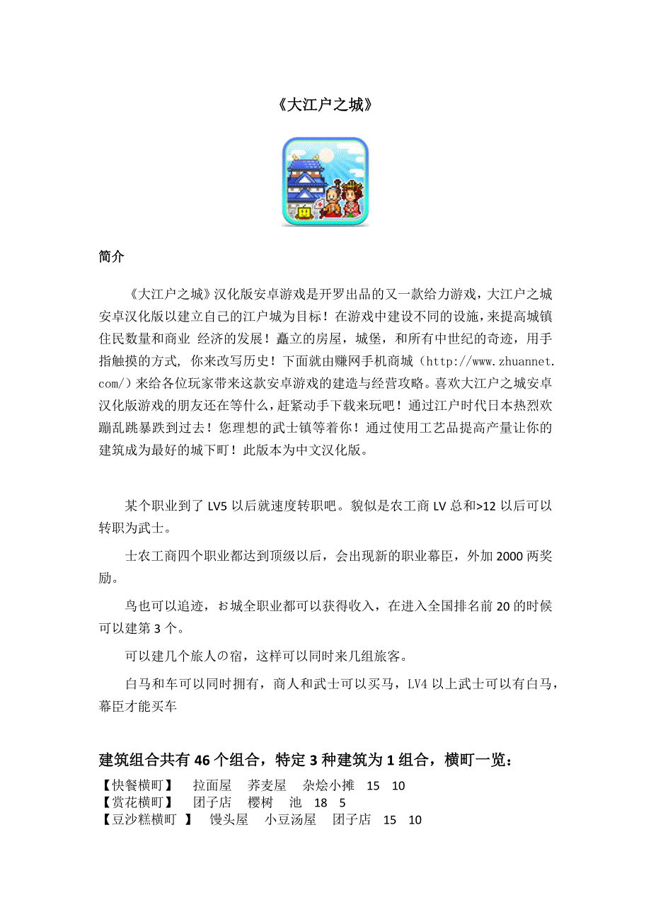 大江户之城详细攻略(含横丁全表、建筑布局图).docx_第1页