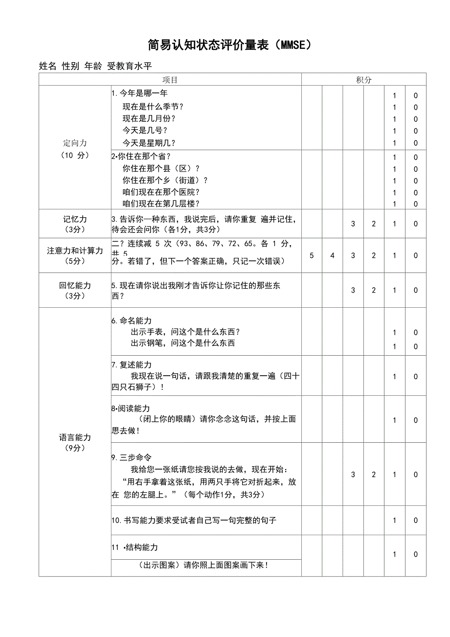 认知状态评价量表_第1页