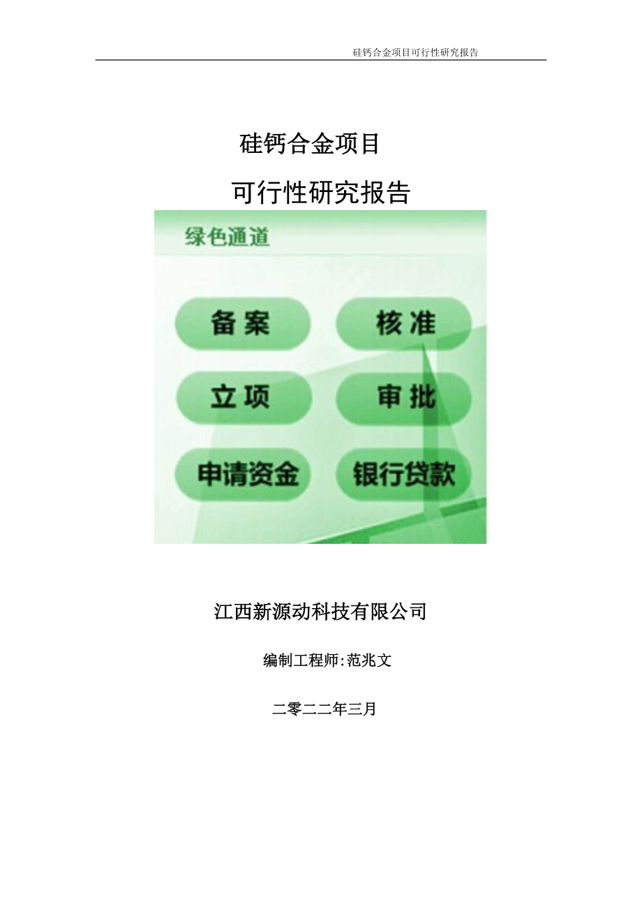 硅钙合金项目可行性研究报告-申请建议书用可修改样本.doc_第1页