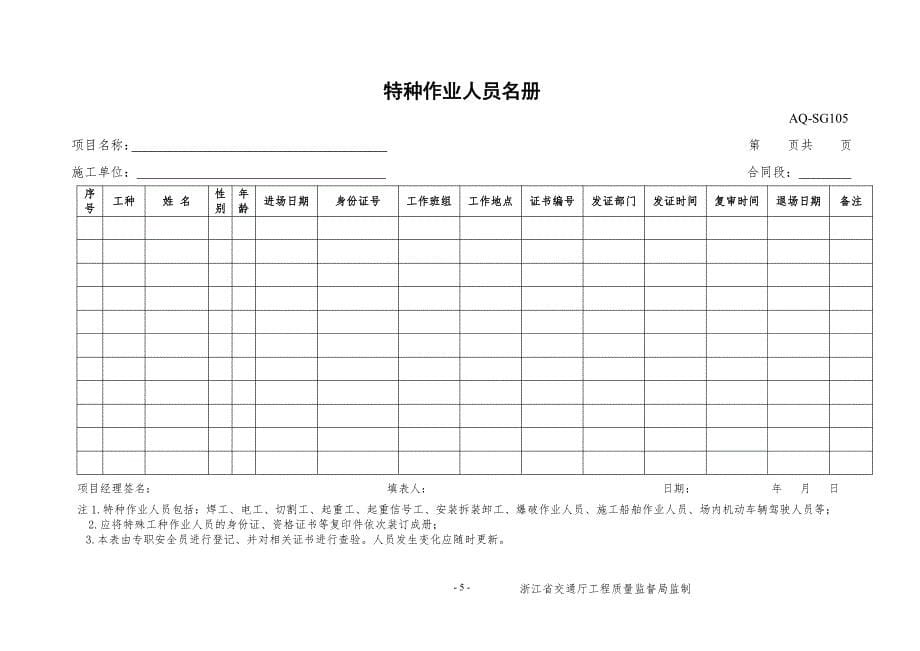 施工单位安全管理制式表格_第5页