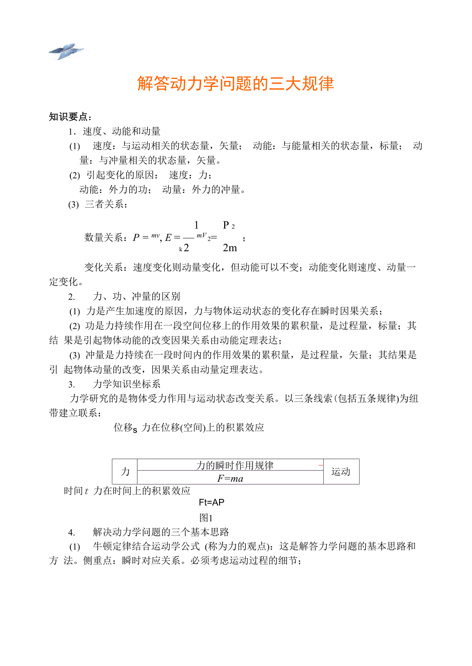 解答动力学问题的三大规律_第1页