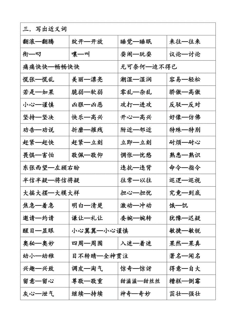 小学三年级上册语文全解上的近反义词和多音字及形近字汇总_第5页