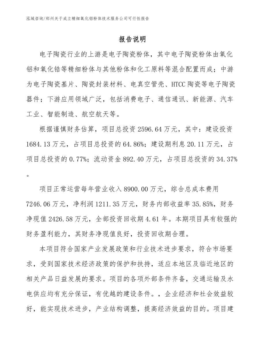 郑州关于成立精细氧化铝粉体技术服务公司可行性报告（范文参考）_第5页