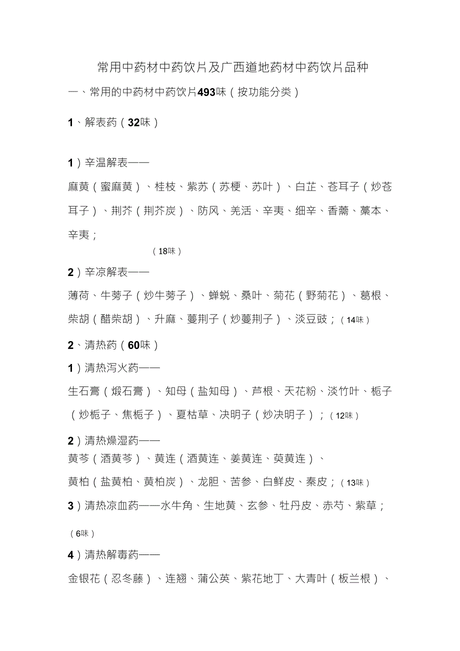 常用中药材中药饮片及广西道地药材中药饮片品种_第1页