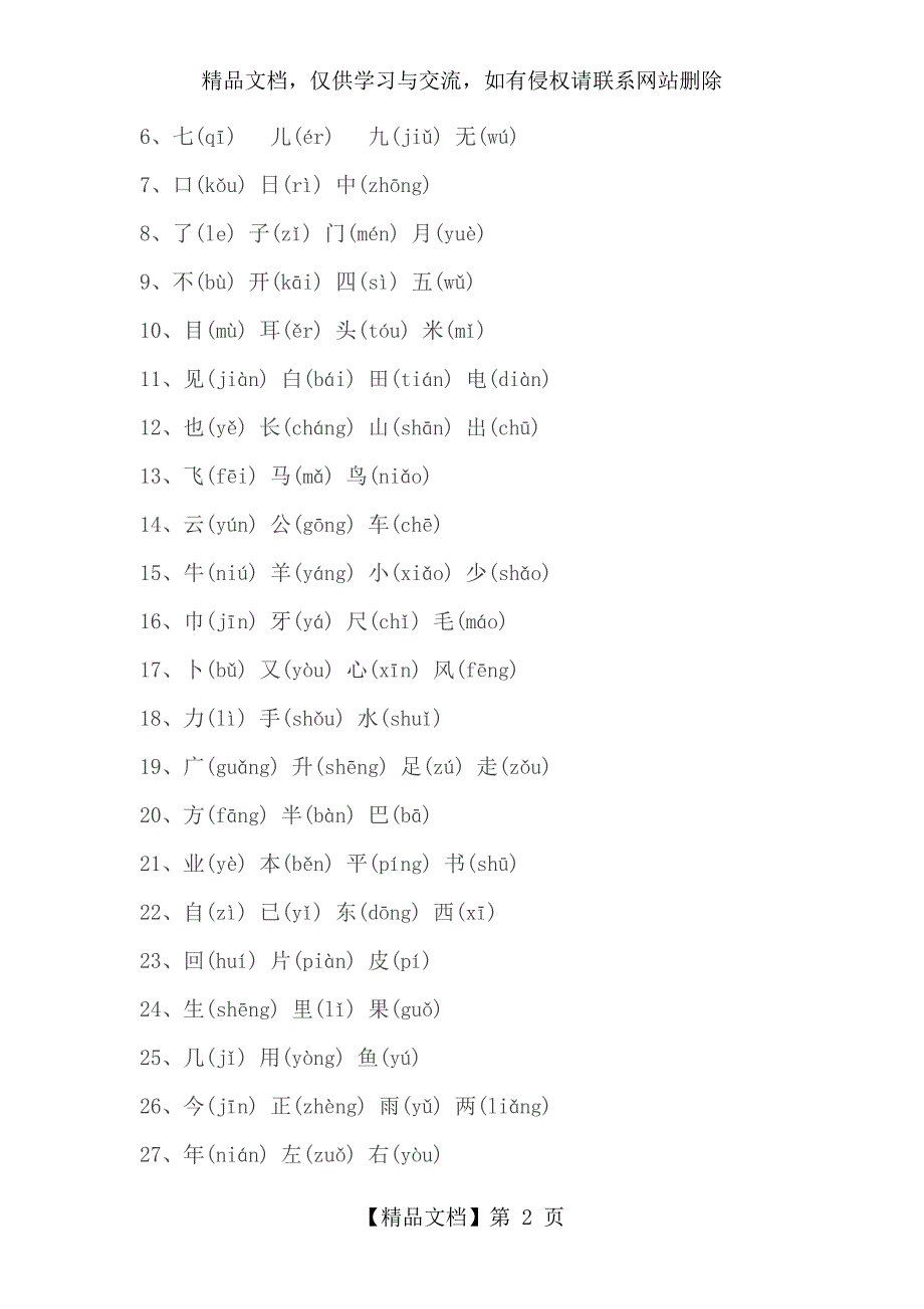 新部编版语文1-6年级2460个生字表(带拼音)_第2页