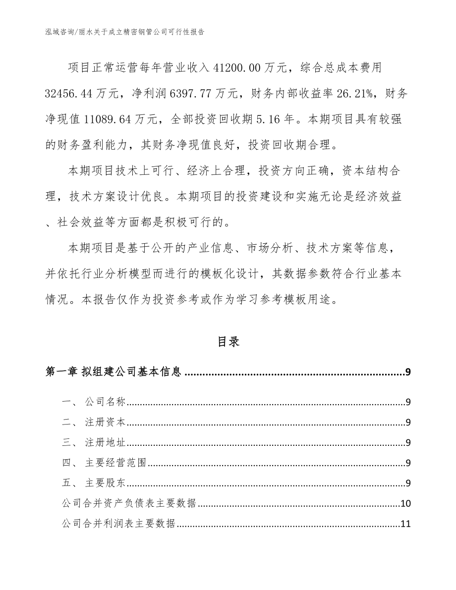 丽水关于成立精密钢管公司可行性报告_模板参考_第3页