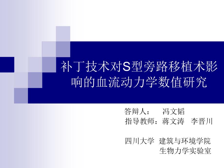 精彩毕业答辩设计实例——补丁技术对S型旁路移植术影响的血流动力学数值研究_第1页